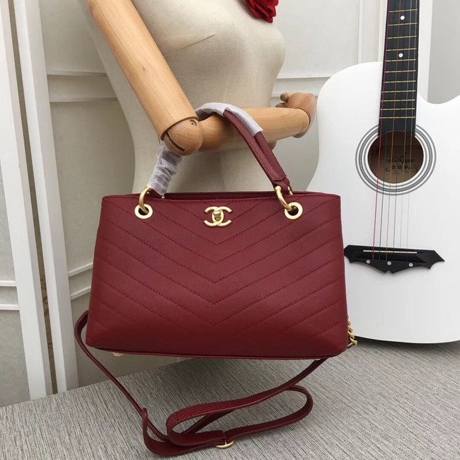 Chanel Flap Bag with Top Handle A57147 red