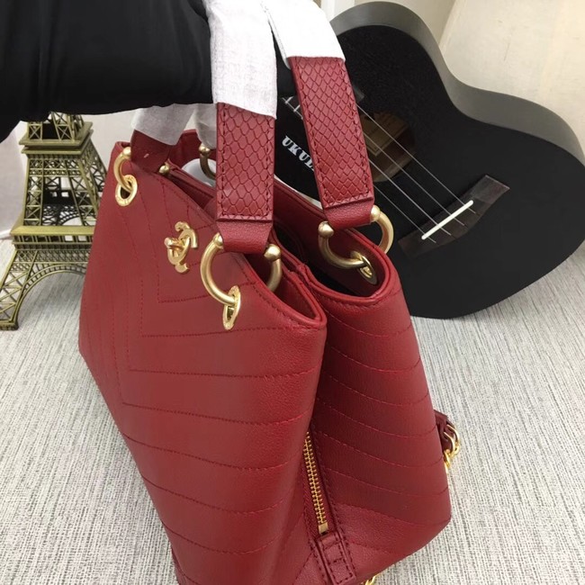 Chanel Flap Bag with Top Handle A57147 red