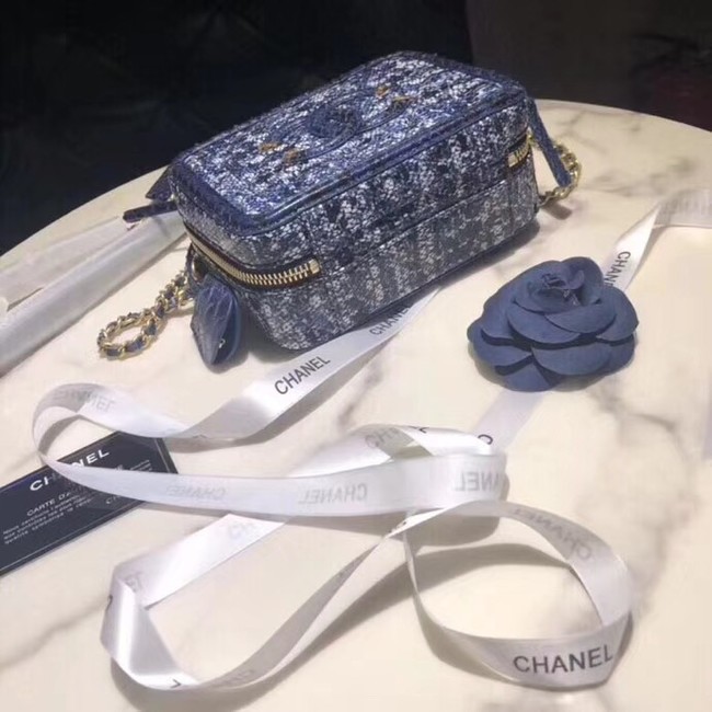 Chanel Vanity Case A93342 Blue& Black& Ecru & Silver