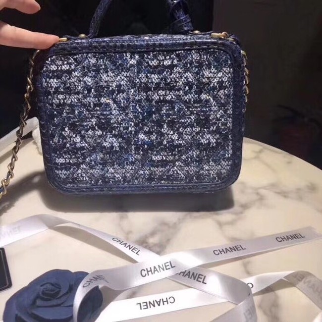 Chanel Vanity Case A93343 Blue& Black& Ecru & Silver