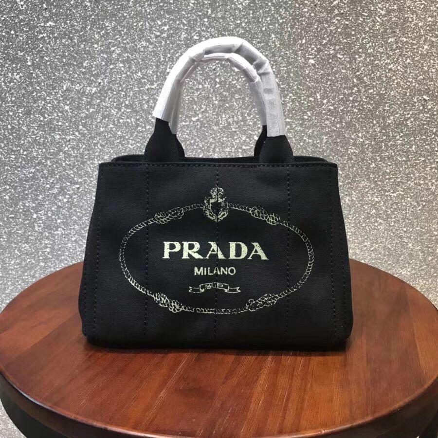 Prada Fabric Printed Tote 1BG439 black