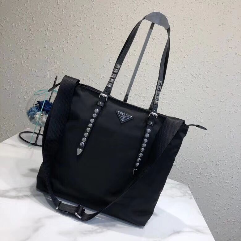 Prada Saffiano leather and nylon tote 1BG212 black