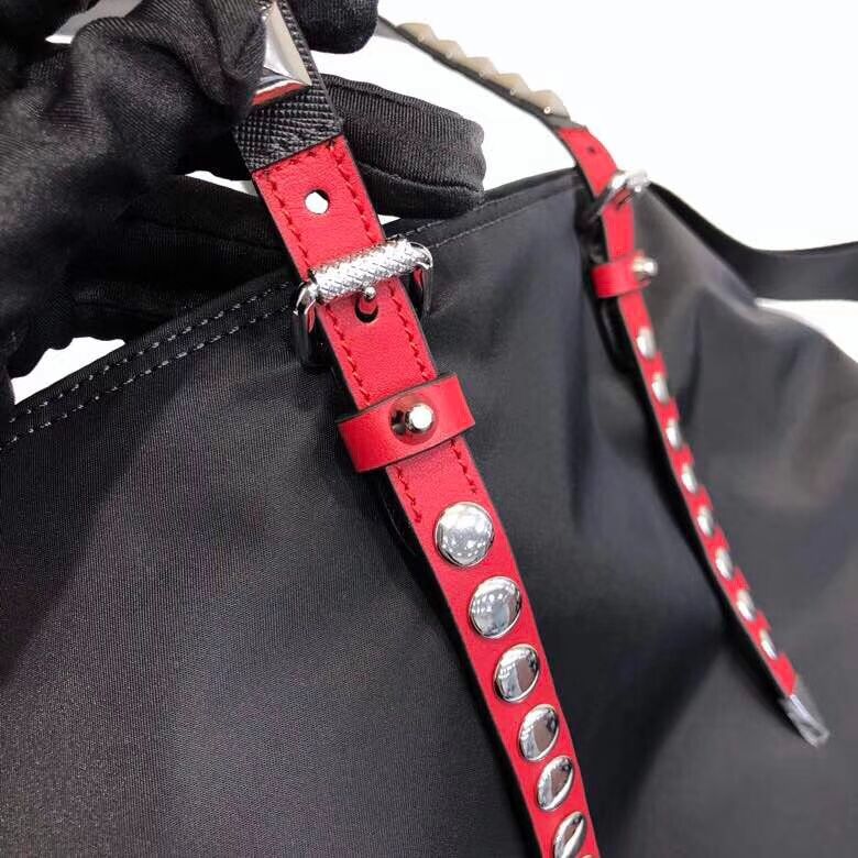 Prada Saffiano leather and nylon tote 1BG212 black&Red