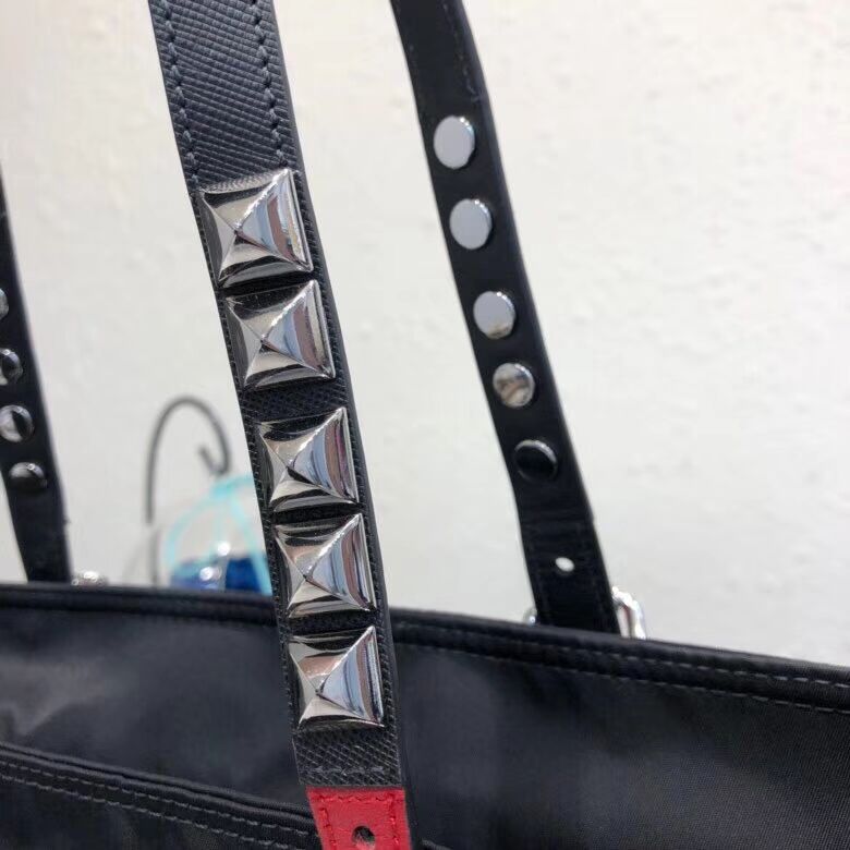 Prada Saffiano leather and nylon tote 1BG212 black&Red