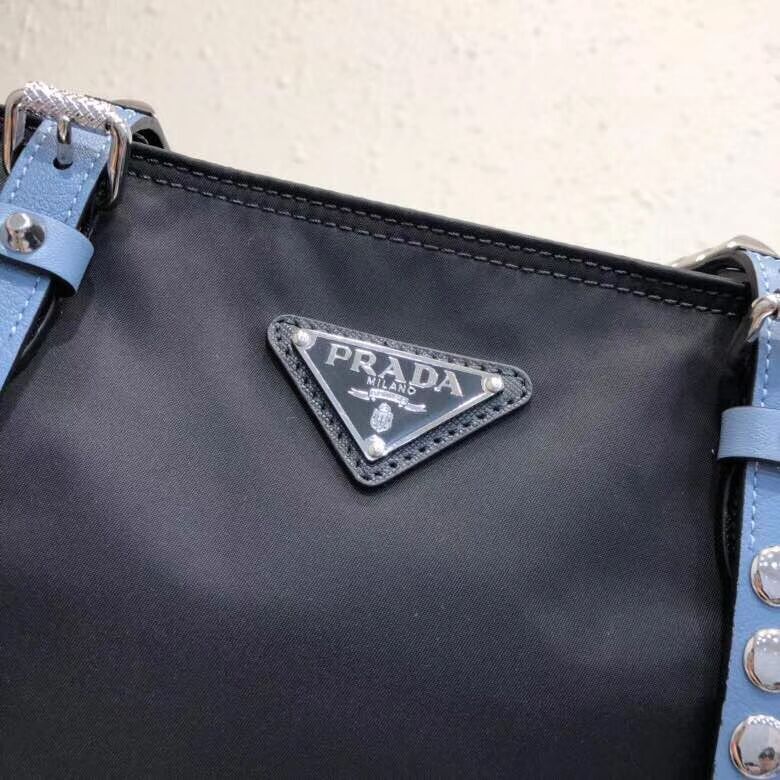 Prada Saffiano leather and nylon tote 1BG212 black&blue