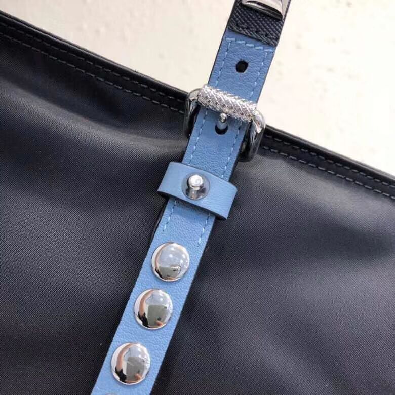 Prada Saffiano leather and nylon tote 1BG212 black&blue