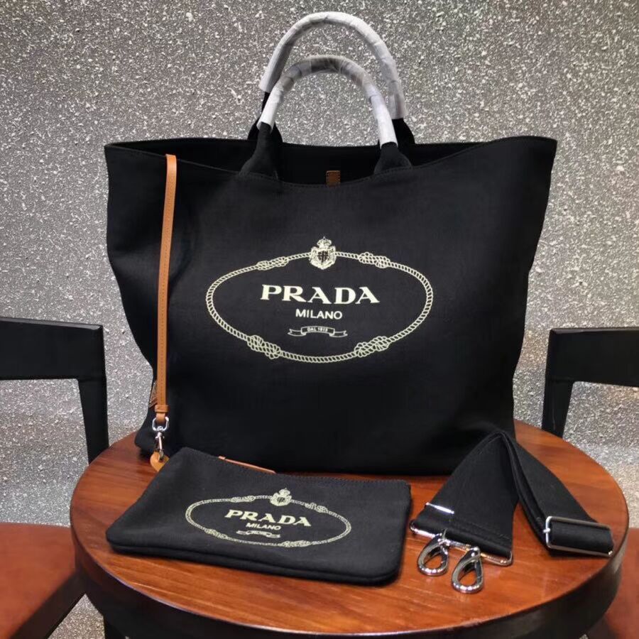 Prada fabric handbag 1BG161 black