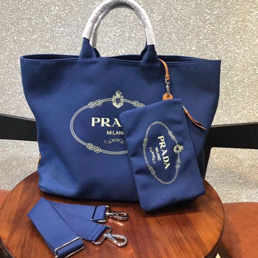 Prada fabric handbag 1BG161 blue