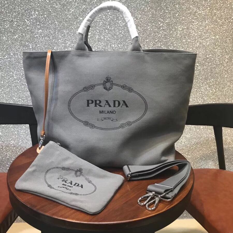 Prada fabric handbag 1BG161 grey