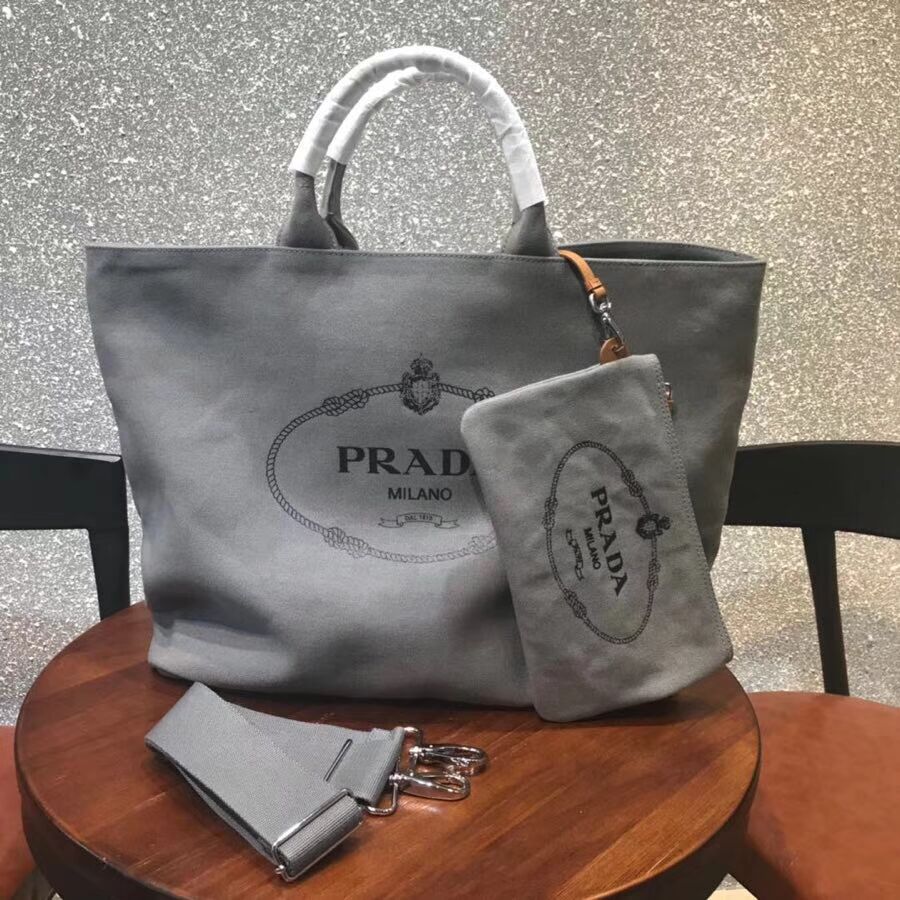 Prada fabric handbag 1BG161 grey