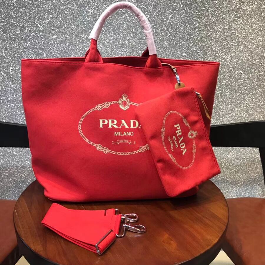 Prada fabric handbag 1BG161 red