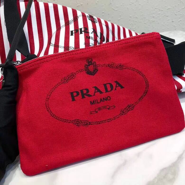 Prada fabric handbag 1BG161 red&black