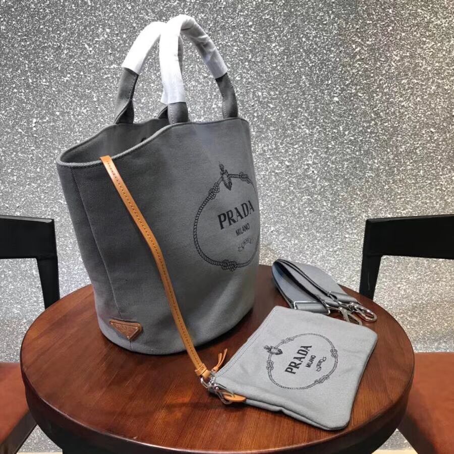 Prada fabric handbag 1BG163 grey