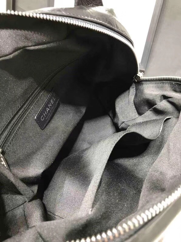 Chanel Bowling Bag Aged Calfskin & Silver-Tone Metal A57837 Black