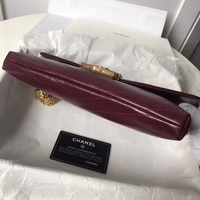 Chanel Clutch Calfskin & Gold-Tone Metal A57493 Burgundy