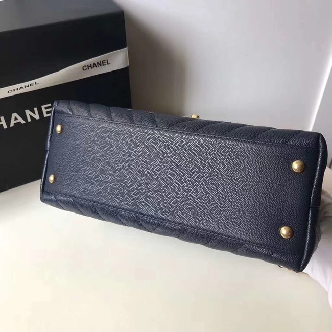 Chanel Flap Bag with Top Handle A92991 Navy Blue