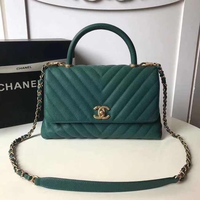 Chanel Flap Bag with Top Handle A92991 green