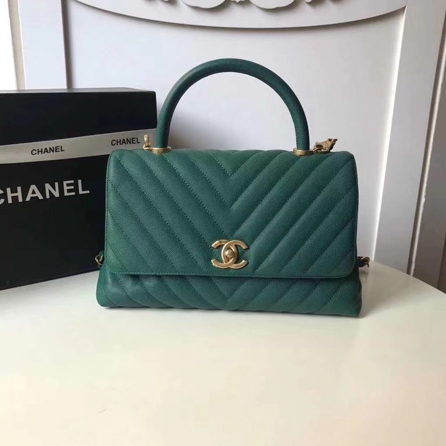 Chanel Flap Bag with Top Handle A92991 green