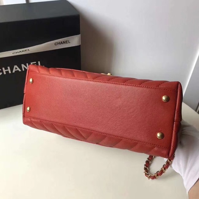 Chanel Flap Bag with Top Handle A92991 red