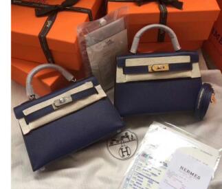 Hermes Kelly 20cm Tote Bag Original Epsom Leather KL20 Blue