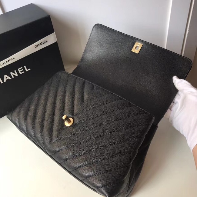 Chanel Flap Bag with Top Handle A92991 black