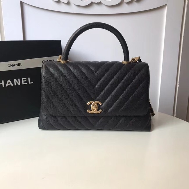 Chanel Flap Bag with Top Handle A92991 black