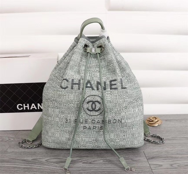 Chanel Canvas Backpack A57498 green