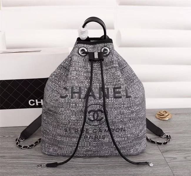Chanel Canvas Backpack A57498 grey