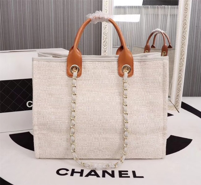 Chanel Canvas Tote Shopping Bag 8099 off-white