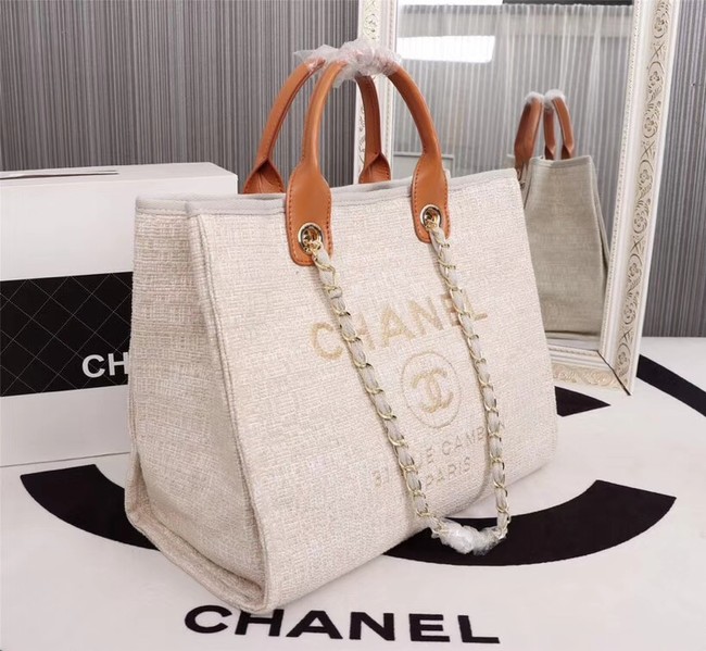 Chanel Canvas Tote Shopping Bag 8099 off-white