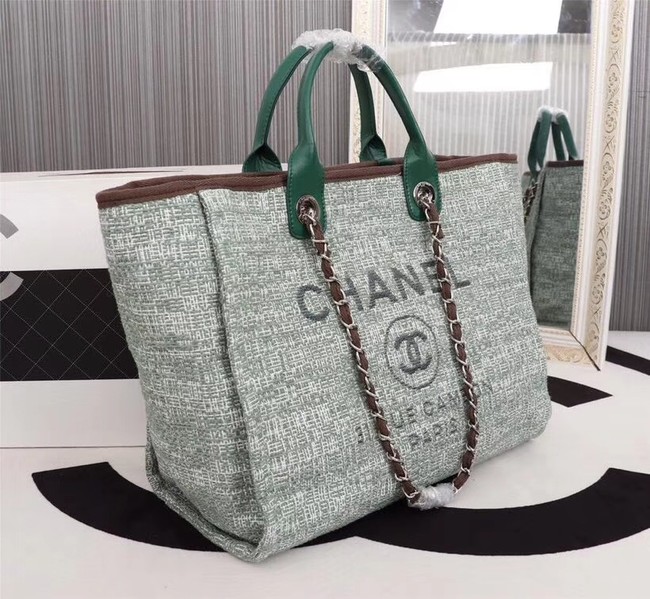 Chanel Medium Canvas Tote Shopping Bag 8099 green