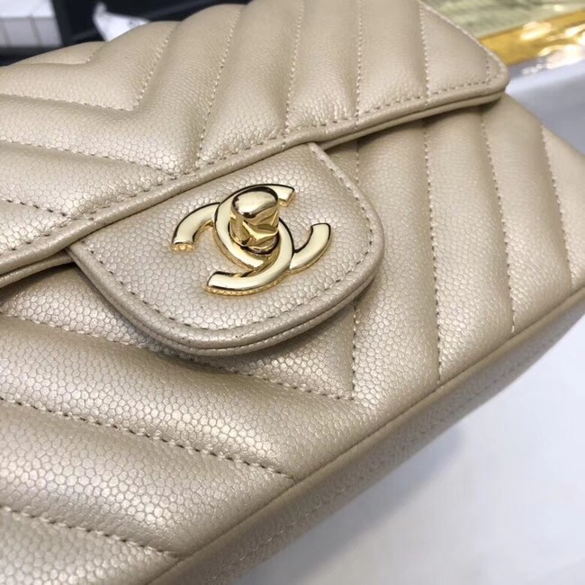 Chanel Small Classic Handbag Grained Calfskin & Gold-Tone Metal A69900 gold