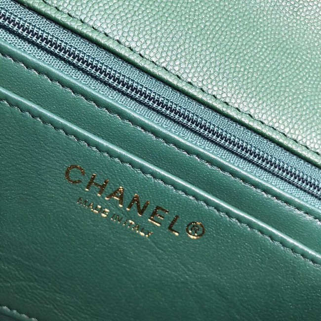 Chanel Small Classic Handbag Grained Calfskin & Gold-Tone Metal A69900 green