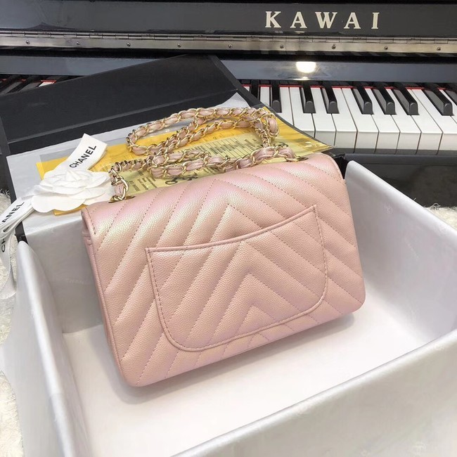 Chanel Small Classic Handbag Grained Calfskin & Gold-Tone Metal A69900 pink