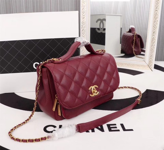 Chanel caviar Tote Bag 25691 red