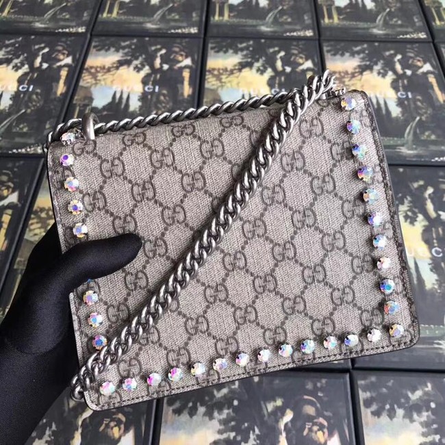 Gucci Dionysus GG Supreme canvas crystal mini bag 421970 black