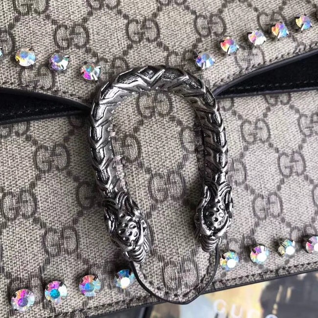 Gucci Dionysus GG Supreme canvas crystal mini bag 421970 black