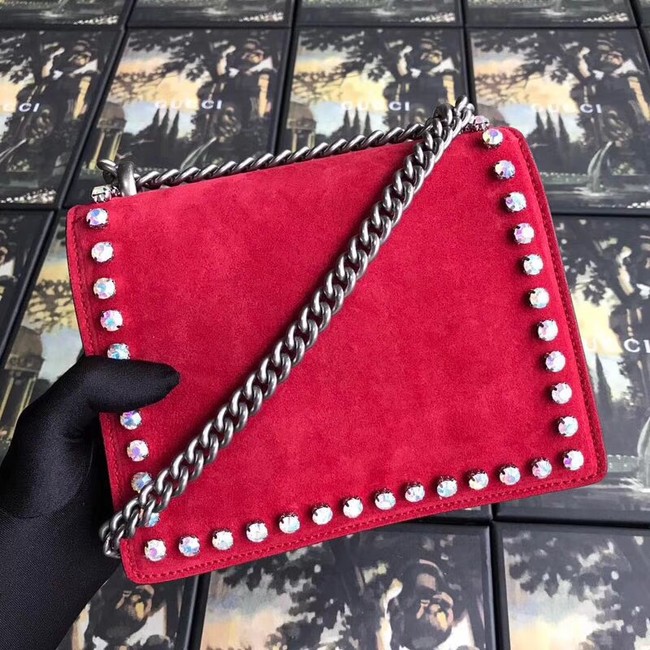 Gucci Dionysus GG Supreme crystal mini bag 421970 red