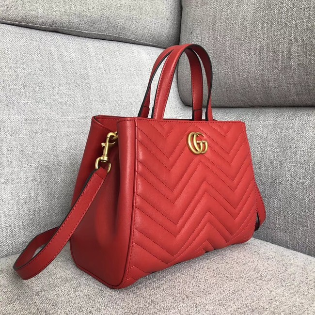 Gucci GG Marmont small top handle bag 448054 red