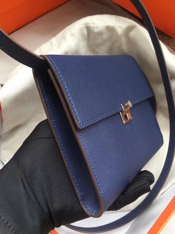 Hermes Clutch Epsom calfskin H0589 Dark Blue