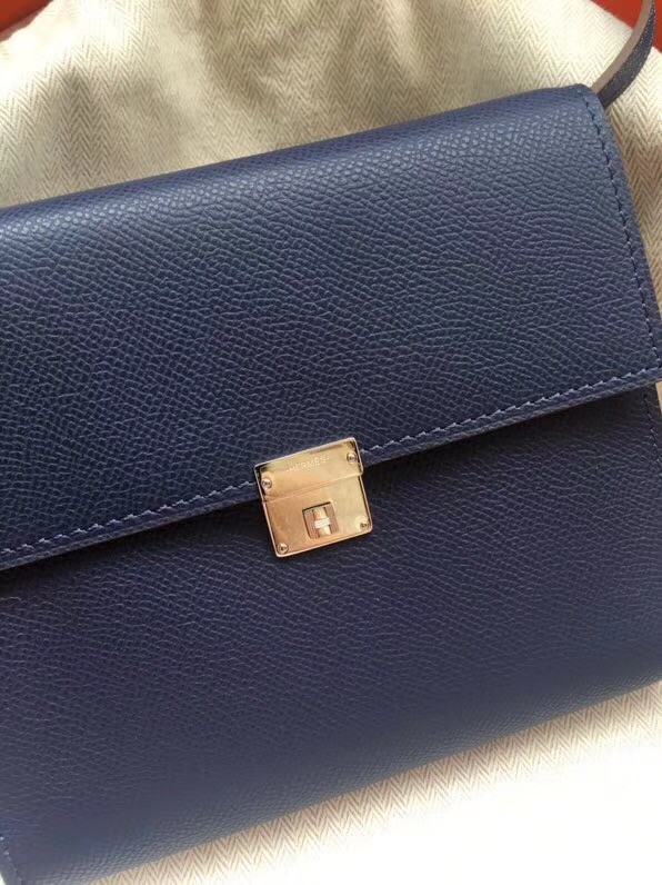 Hermes Clutch Epsom calfskin H0589 Dark Blue