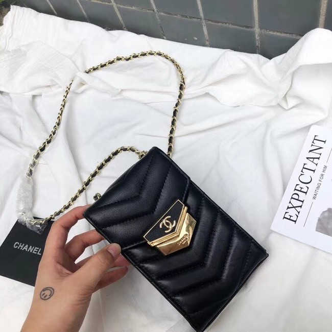 Chanel Clutch with Chain Calfskin & Gold-Tone Metal A81226 black