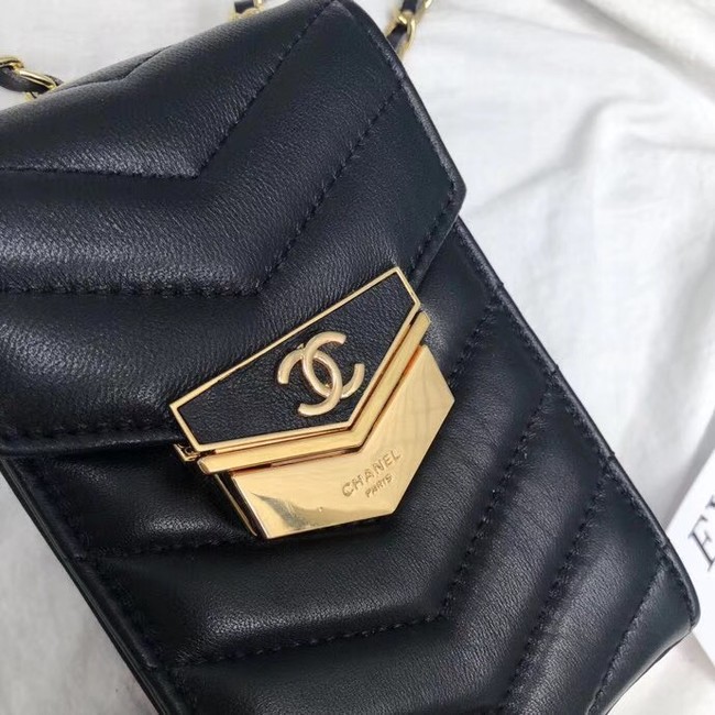 Chanel Clutch with Chain Calfskin & Gold-Tone Metal A81226 black