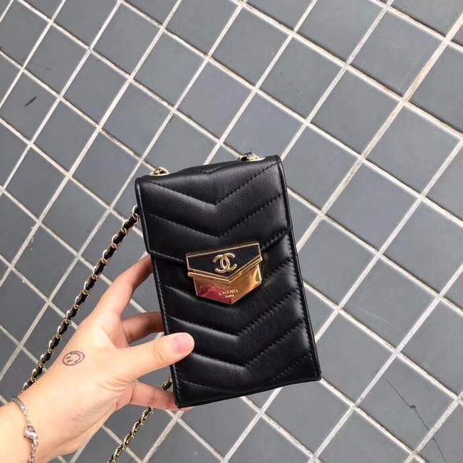 Chanel Clutch with Chain Calfskin & Gold-Tone Metal A81226 black