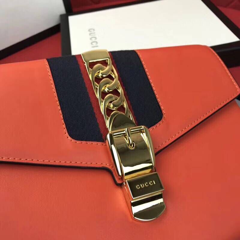 Gucci Calfskin Leather Clutch 477627 Orange