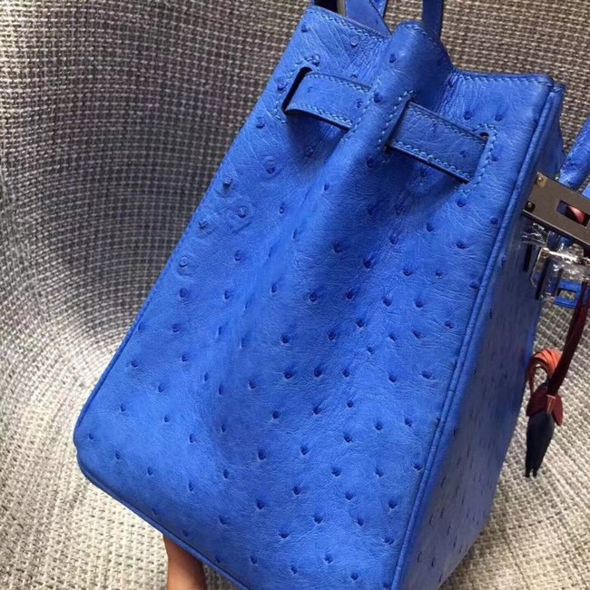 Hermes Real ostrich leather birkin bag BK35 blue