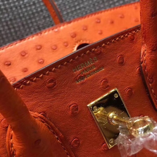 Hermes Real ostrich leather birkin bag BK35 orange