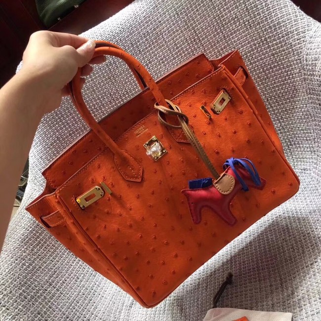 Hermes Real ostrich leather birkin bag BK35 orange