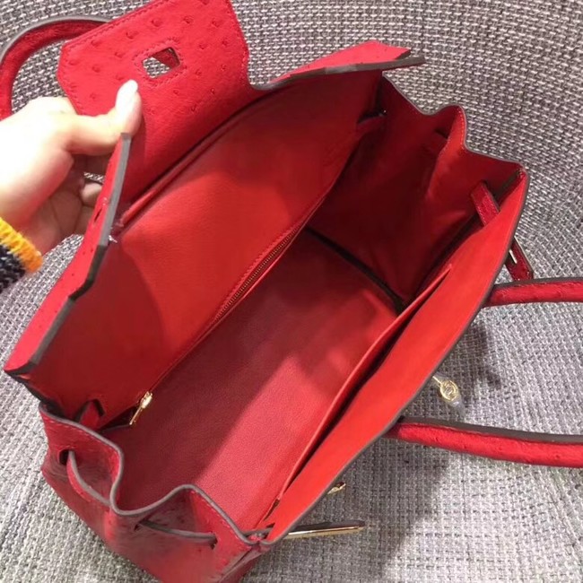 Hermes Real ostrich leather birkin bag BK35 red