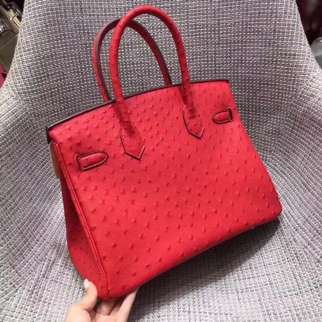 Hermes Real ostrich leather birkin bag BK35 red